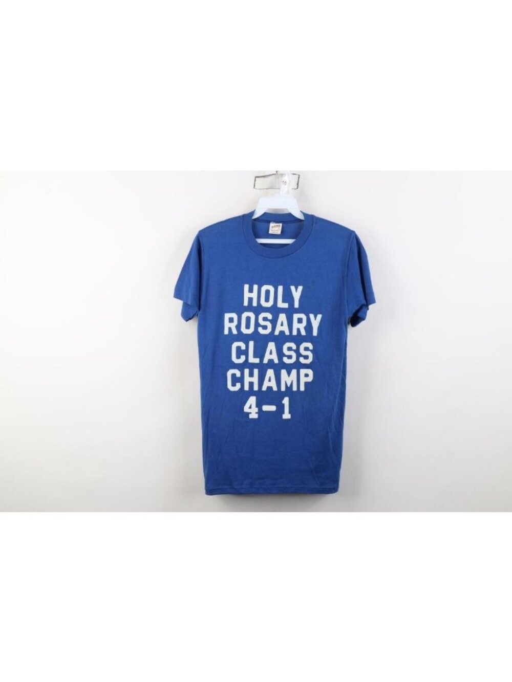 Vtg 70s Mens Small Christianity Christian Holy Rosary Short Sleeve T-Shirt USA